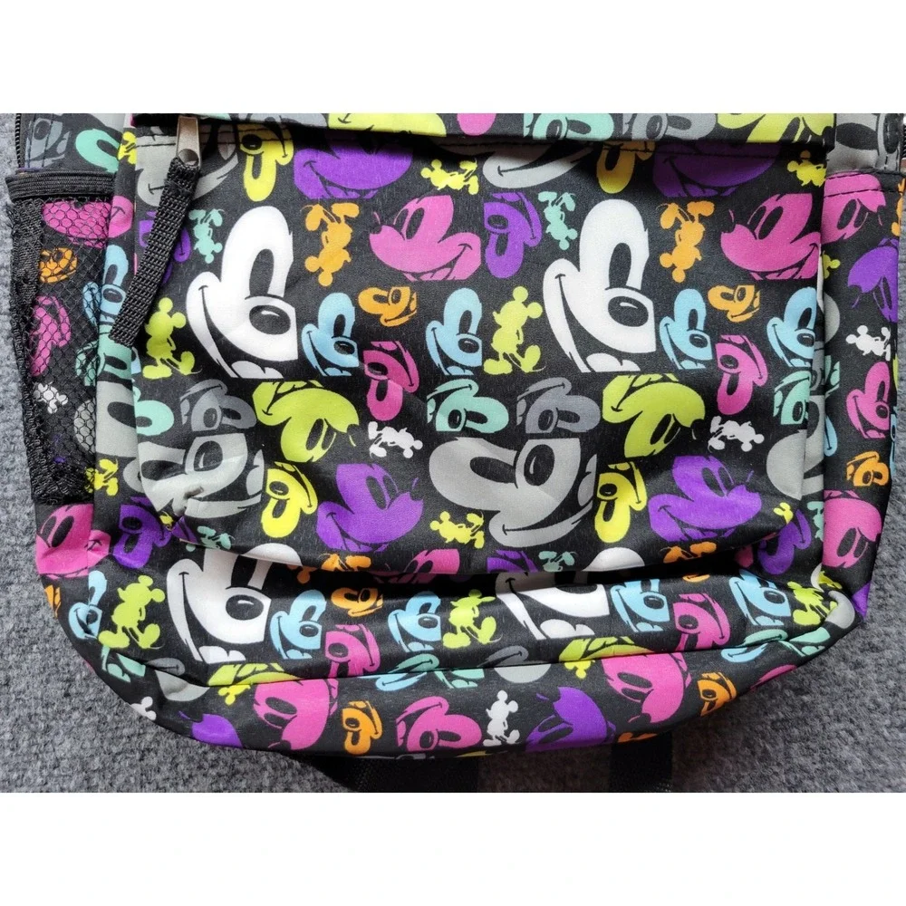Disney Parks Mickey Mouse Neon Pop Art Backpack Black Multicolor RN 84167